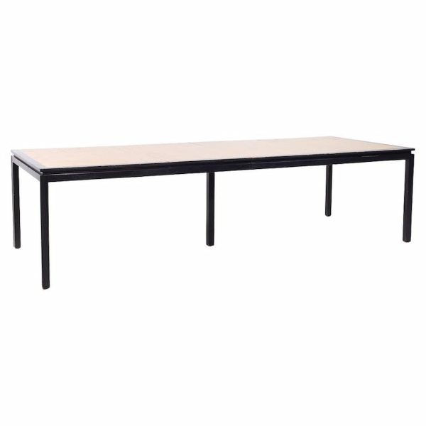 Edward Wormley for Dunbar Mid Century Rosewood and Ebonized Oak Expanding Dining Table with 2 Leaves