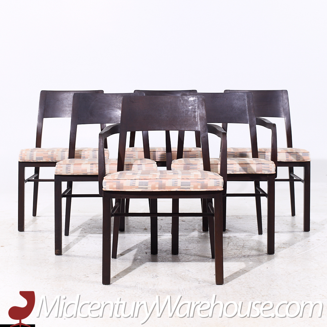 Edward Wormley for Dunbar Mid Century Walnut Dining Chairs - Set of 6