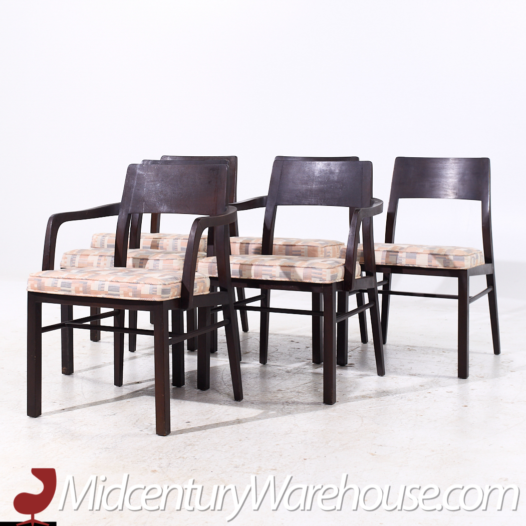 Edward Wormley for Dunbar Mid Century Walnut Dining Chairs - Set of 6