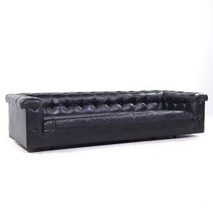 Edward Wormley for Dunbar Model 5407 Mid Century Black Leather Party Sofa