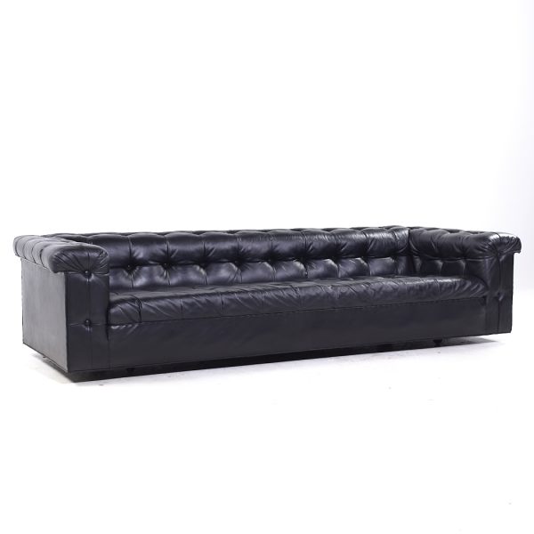edward wormley for dunbar model 5407 mid century black leather party sofa