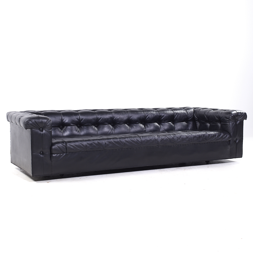Edward Wormley for Dunbar Model 5407 Mid Century Black Leather Party Sofa