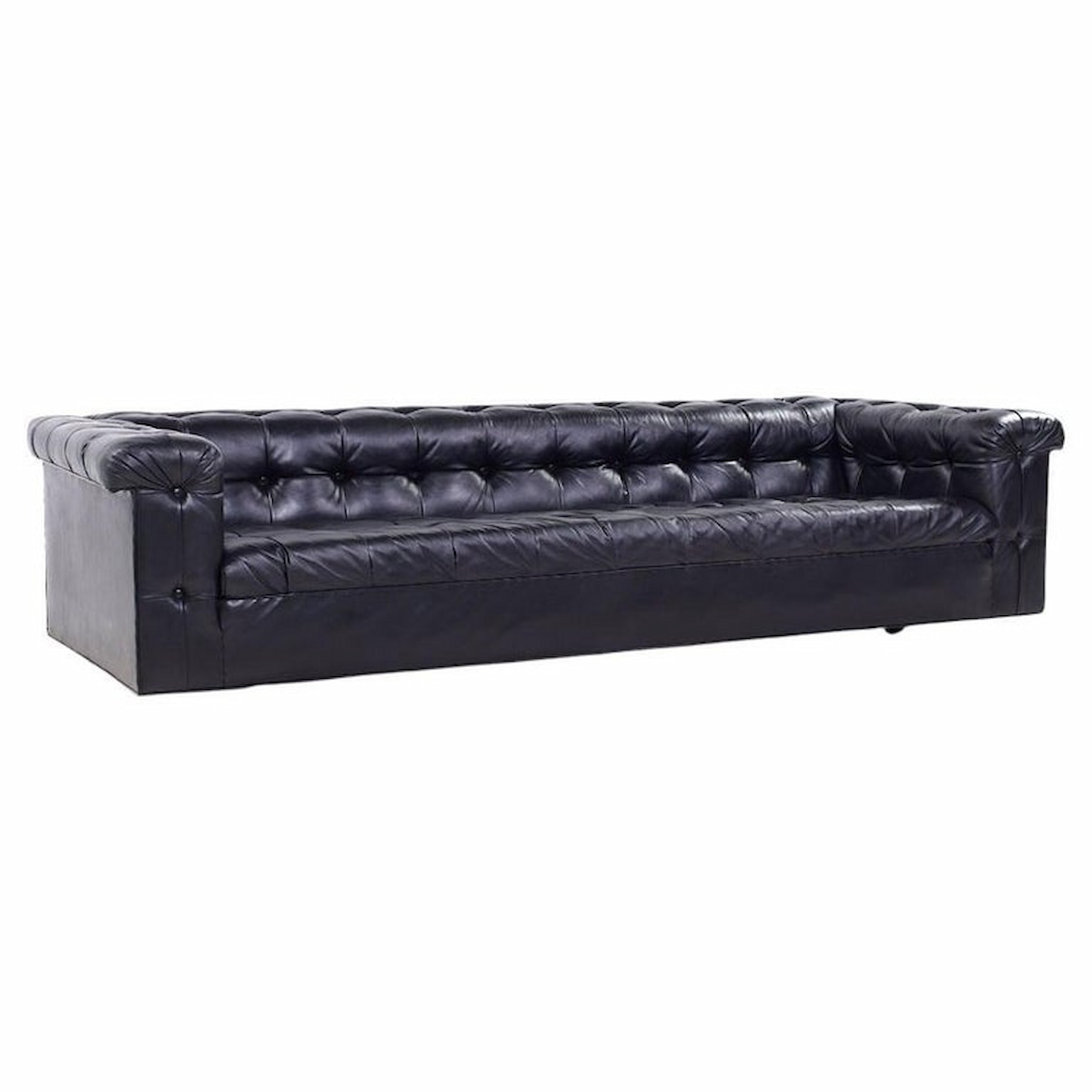 Edward Wormley for Dunbar Model 5407 Mid Century Black Leather Party Sofa