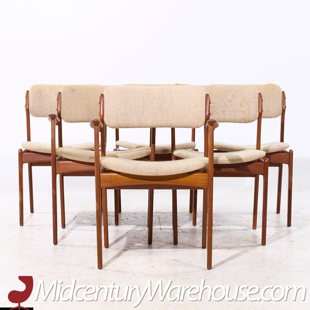 Erik Buch Mid Century Danish Teak Dining Chairs - Set of 6
