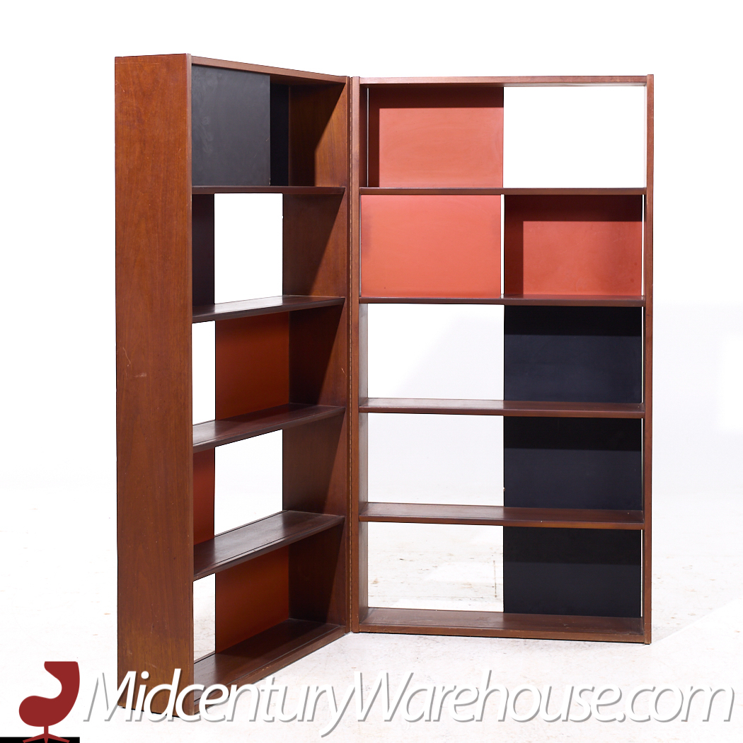 Evans Clark for Glenn of California Mid Century Walnut Room Divider Bookshelf