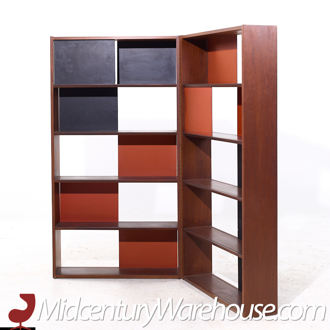 Evans Clark for Glenn of California Mid Century Walnut Room Divider Bookshelf