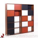 Evans Clark for Glenn of California Mid Century Walnut Room Divider Bookshelf