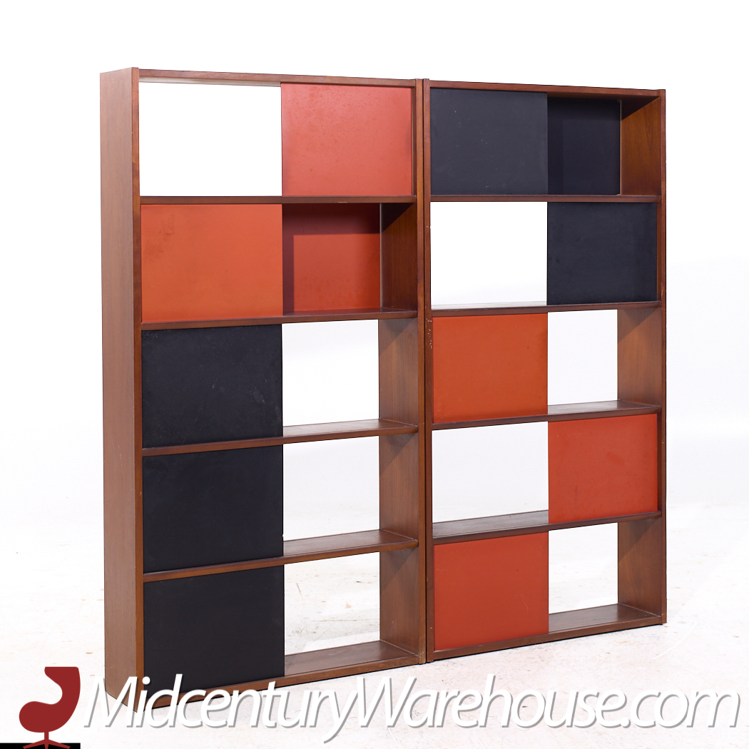 Evans Clark for Glenn of California Mid Century Walnut Room Divider Bookshelf