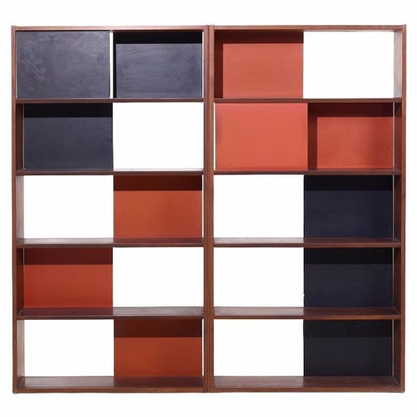 evans clark for glenn of california mid century walnut room divider bookshelf