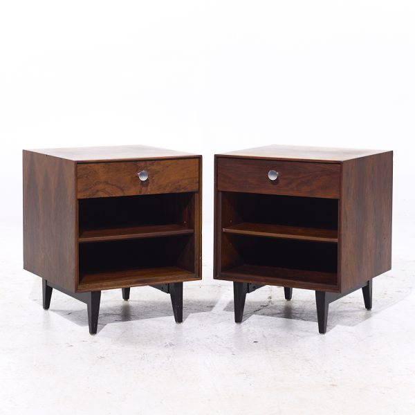 George Nelson for Herman Miller Mid Century Rosewood Thin Edge Nightstands - Pair