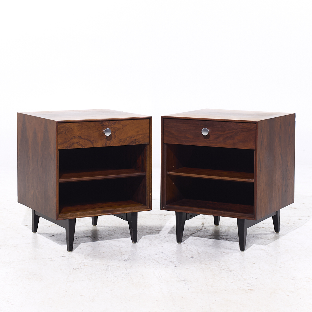 George Nelson for Herman Miller Mid Century Rosewood Thin Edge Nightstands - Pair