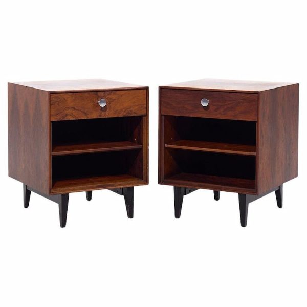 George Nelson for Herman Miller Mid Century Rosewood Thin Edge Nightstands - Pair