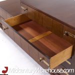 Johnson Furniture Mid Century Walnut and Brass Lowboy Dresser | Mid Century Modern Furniture - Mid Century Furniture Chicago Johnson Furniture Mid Century Walnut and Brass Lowboy Dresser