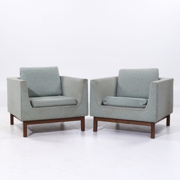 Josef Otmar Mid Century Walnut Club Lounge Chairs - Pair
