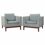 Josef Otmar Mid Century Walnut Club Lounge Chairs - Pair