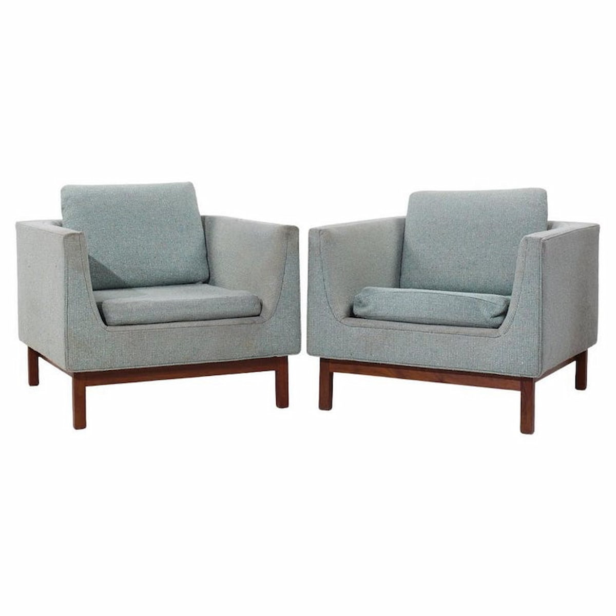 Josef Otmar Mid Century Walnut Club Lounge Chairs - Pair