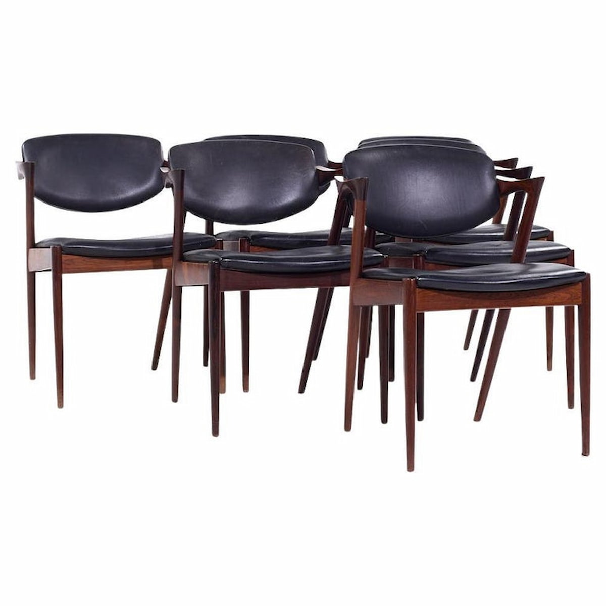 Kai Kristiansen Model 42 Mid Century Danish Rosewood Dining Chairs - Set of 6