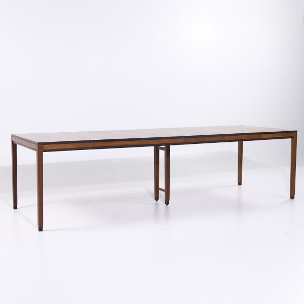 Kipp Stewart for Directional Style Mid Century Walnut Parsons Expanding Dining Table with 4 Leaves