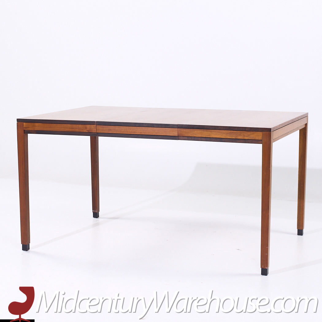 Kipp Stewart for Directional Style Mid Century Walnut Parsons Expanding Dining Table with 4 Leaves