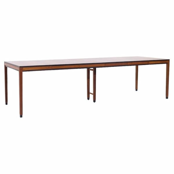 Kipp Stewart for Directional Style Mid Century Walnut Parsons Expanding Dining Table with 4 Leaves