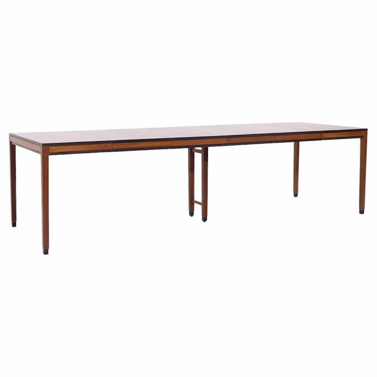 Kipp Stewart for Directional Style Mid Century Walnut Parsons Expanding Dining Table with 4 Leaves