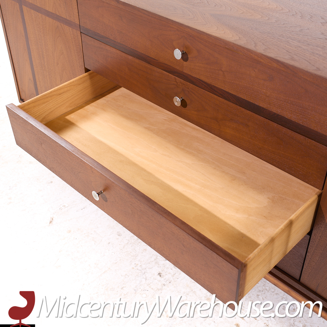 Kroehler Signature Mid Century Walnut and Rosewood Lowboy Dresser