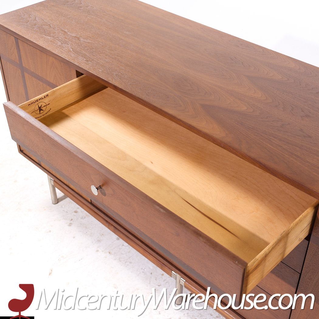 Kroehler Signature Mid Century Walnut and Rosewood Lowboy Dresser