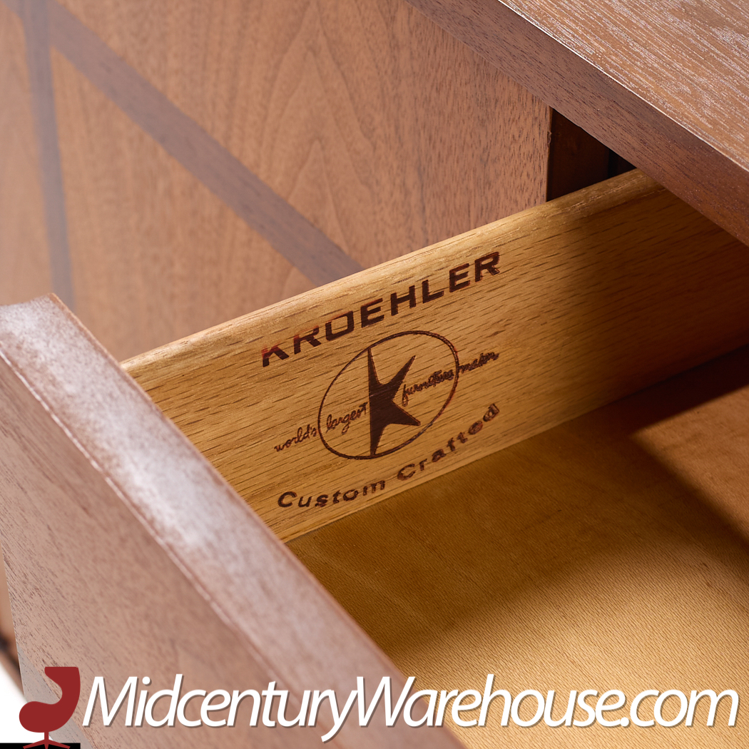 Kroehler Signature Mid Century Walnut and Rosewood Lowboy Dresser