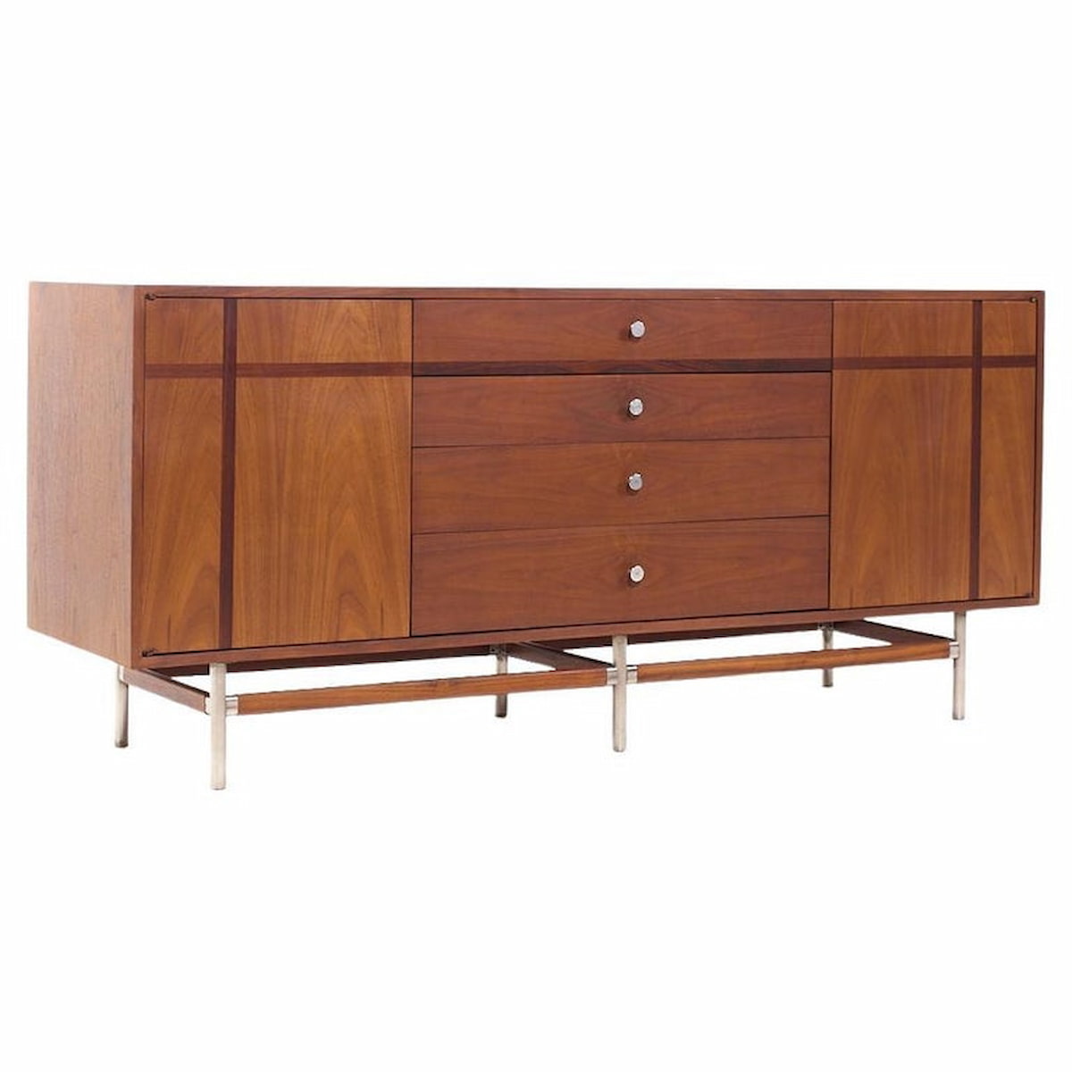 Kroehler Signature Mid Century Walnut and Rosewood Lowboy Dresser
