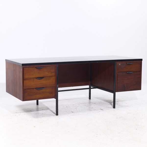 Lehigh Leopold Mid Century Walnut Executive Desk