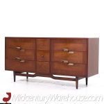 Merton Gershun for American of Martinsville Mid Century Walnut and Brass Lowboy Dresser | Mid Century Modern Furniture - Mid Century Furniture Chicago Merton Gershun for American of Martinsville Mid Century Walnut and Brass Lowboy Dresser