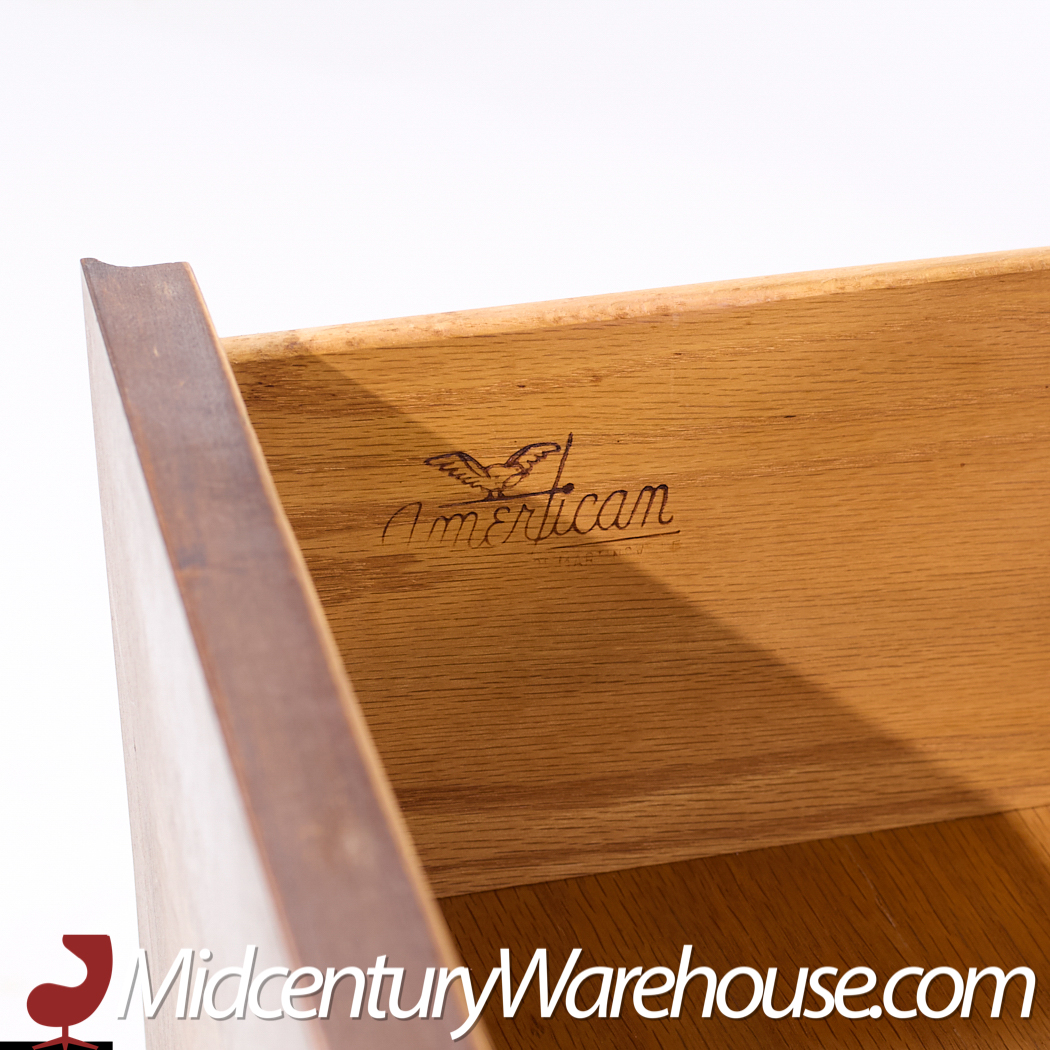 Merton Gershun for American of Martinsville Mid Century Walnut and Brass Lowboy Dresser