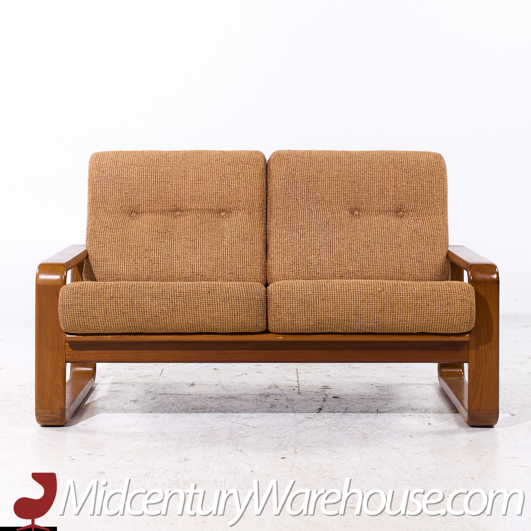 Milo Baughman Style Mid Century Teak Settee
