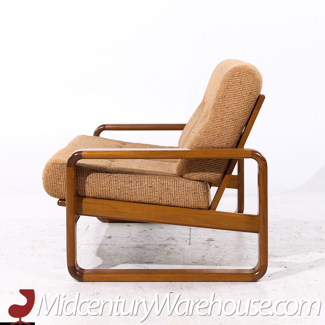 Milo Baughman Style Mid Century Teak Settee