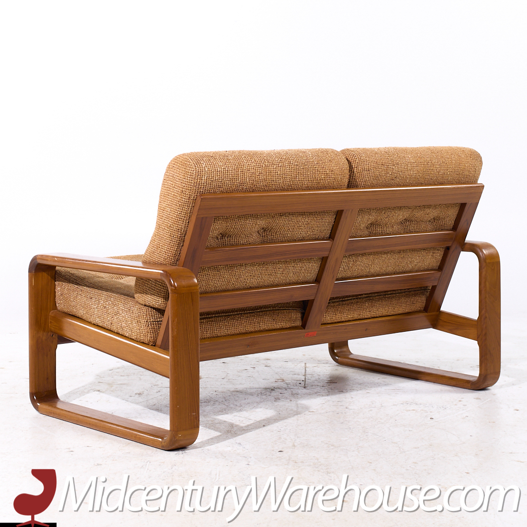 Milo Baughman Style Mid Century Teak Settee