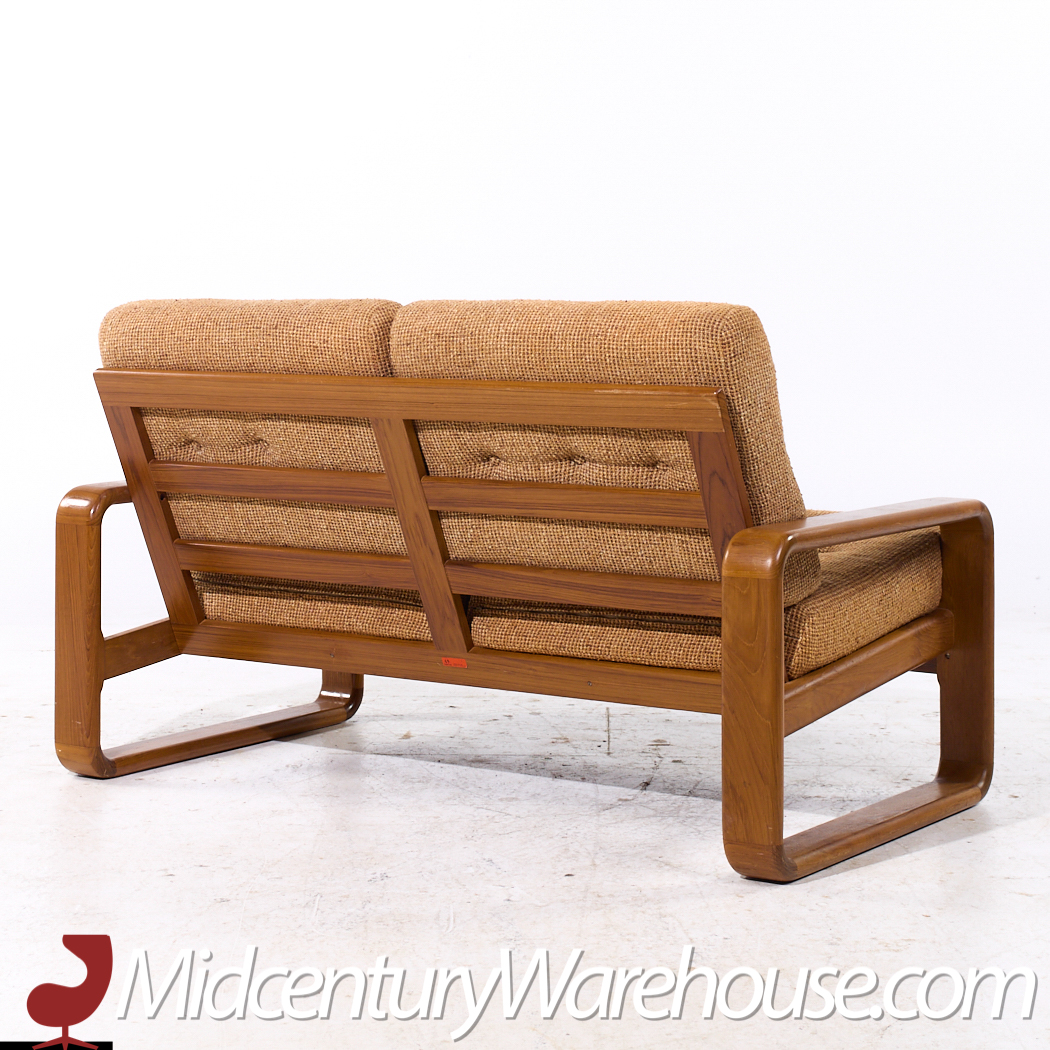 Milo Baughman Style Mid Century Teak Settee