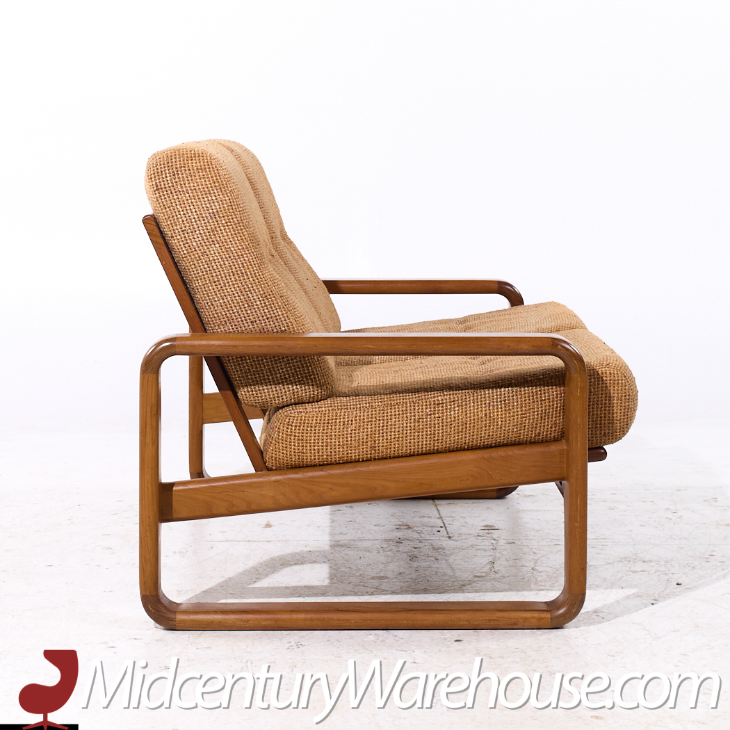 Milo Baughman Style Mid Century Teak Settee