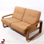 Milo Baughman Style Mid Century Teak Settee | Mid Century Modern Furniture - Mid Century Furniture Chicago Milo Baughman Style Mid Century Teak Settee