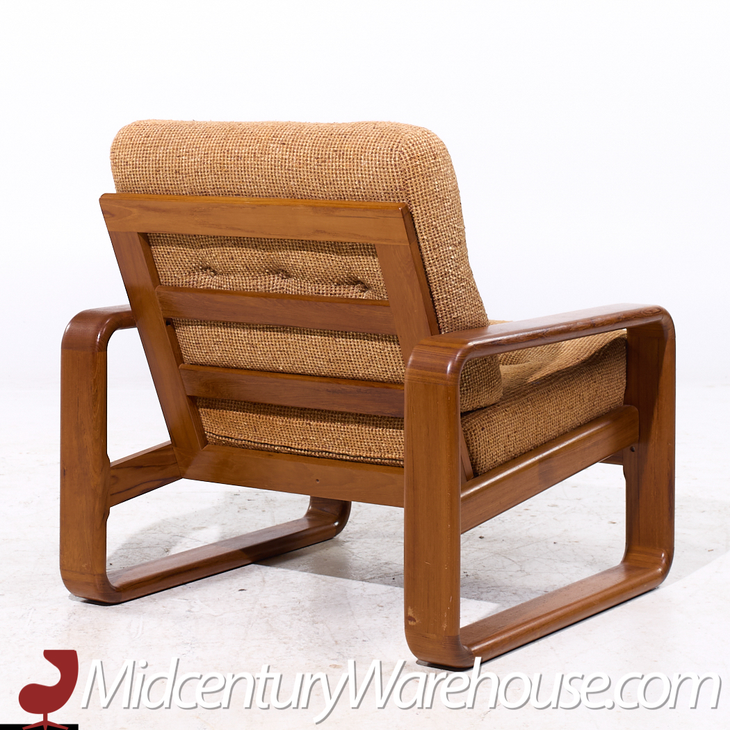 Milo Baughman Style Mid Century Teak Lounge Chairs - Pair