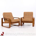 Milo Baughman Style Mid Century Teak Lounge Chairs - Pair | Mid Century Modern Furniture - Mid Century Furniture Chicago Milo Baughman Style Mid Century Teak Lounge Chairs - Pair