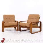 Milo Baughman Style Mid Century Teak Lounge Chairs - Pair | Mid Century Modern Furniture - Mid Century Furniture Chicago Milo Baughman Style Mid Century Teak Lounge Chairs - Pair