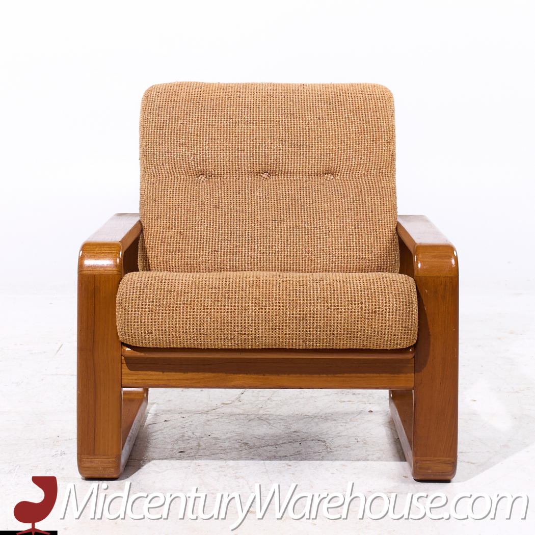 Milo Baughman Style Mid Century Teak Lounge Chairs - Pair