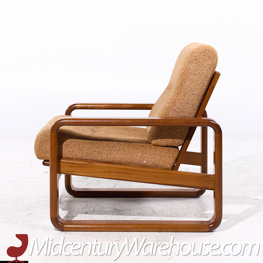 Milo Baughman Style Mid Century Teak Lounge Chairs - Pair
