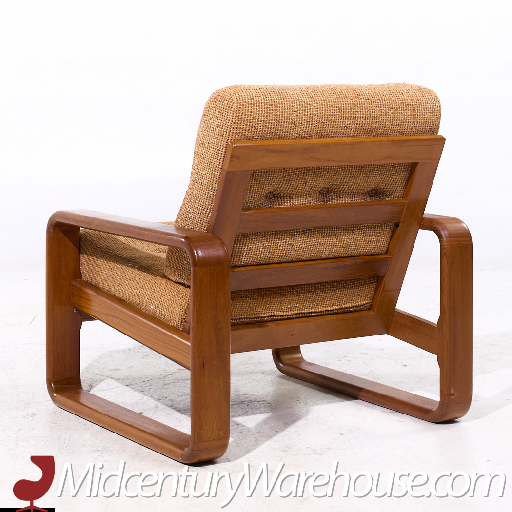 Milo Baughman Style Mid Century Teak Lounge Chairs - Pair