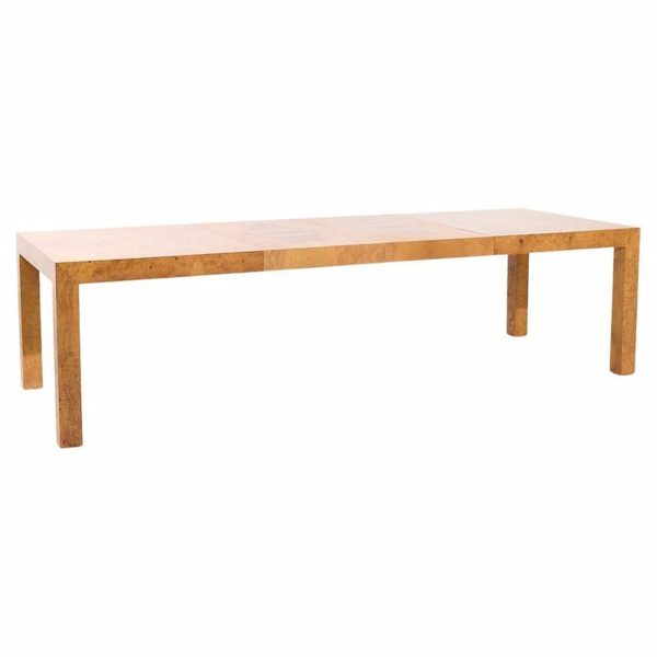 Milo Baughman for Thayer Coggin Mid Century Burlwood Dining Table with 2 Leaves