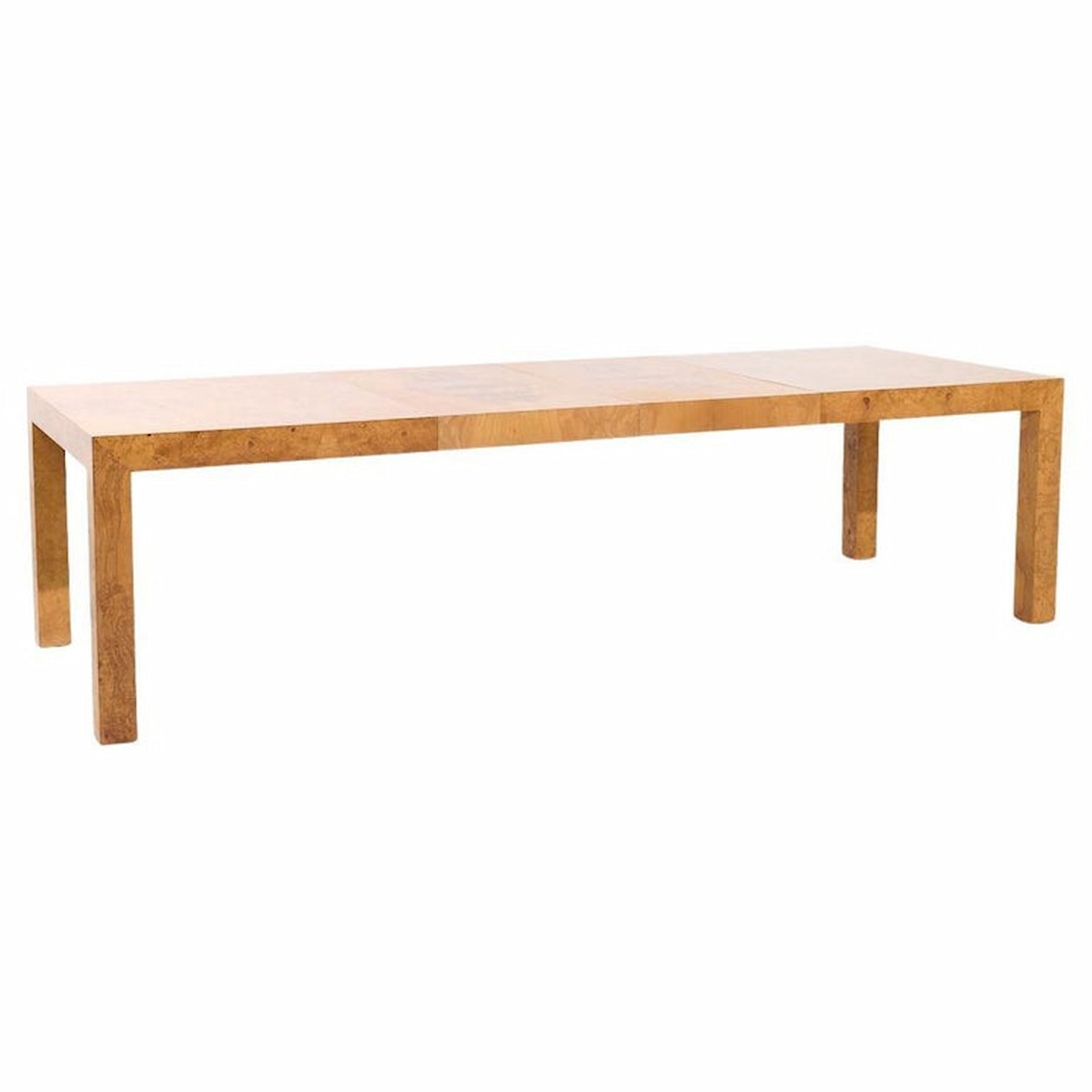 Milo Baughman for Thayer Coggin Mid Century Burlwood Dining Table with 2 Leaves