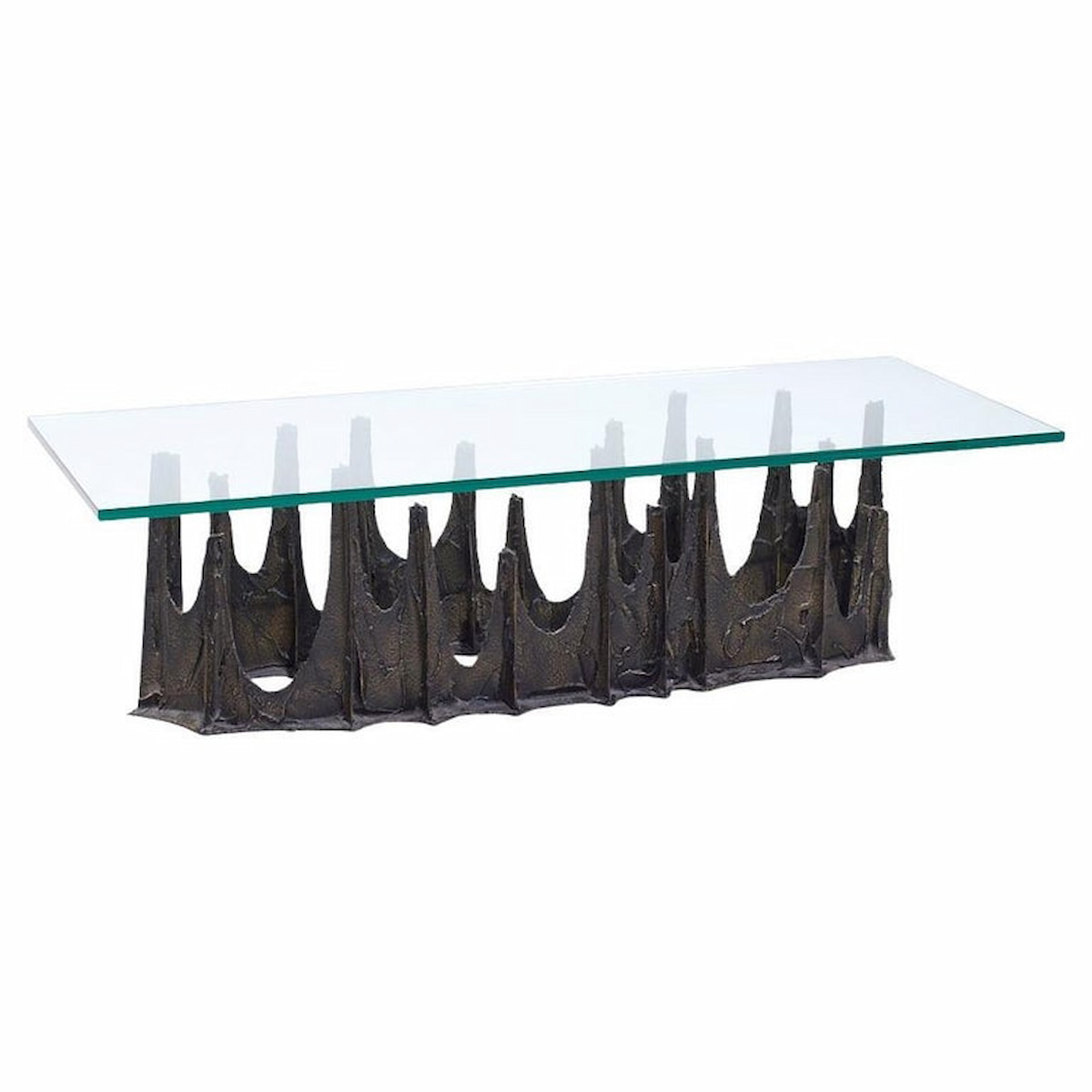 Paul Evans Pe-71 Mid Century Sculpted Bronze Stalagmite Oval Coffee Table