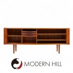 Svend Aage Larsen for Faarup Møbelfabrik Mid Century Danish Teak Tambour Door Credenza with Hutch