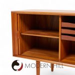 Svend Aage Larsen for Faarup Møbelfabrik Mid Century Danish Teak Tambour Door Credenza with Hutch