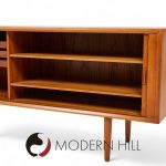 Svend Aage Larsen for Faarup Møbelfabrik Mid Century Danish Teak Tambour Door Credenza with Hutch